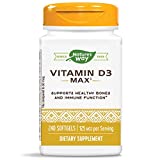 Nature's Way Vitamin D3 Max, Supports Healthy Bones and Teeth*, Supports Immune Health*, 125mcg per Serving, 240 Softgels