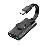 USB Sound Card, TechRise USB External Stereo Sound Adapter Splitter Converter with Volume Control for Windows and Mac, Plug & Play, No Drivers Needed