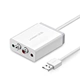 UGREEN USB External Stereo Sound Card Audio Adapter with 3.5mm Aux and 2RCA Converter for Speaker Headphone and Microphone Earphone Headset Plug and Play on Windows Mac Linux and PS5 3ft Cable