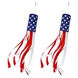 Attmu 2 Pack 60 Inch American Flag Windsock, 4th of July Wind Sock Patriotic Stars & Stripes Fourth of July Hanging Decor Veterans Independence Day Outdoor Patriotic Decorations