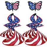 Lulu Home Patriotic Wind Spinner Duets, Stars & Stripes Butterfly Pinwheel Whirligig Wind Twisters, Hanging Windsock Spinner Windmills for 4th of July Memorial Day Yard Decor (Duet)