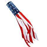 HOOSUN 60 Inch American US Flag Windsock, Outdoor Embroidered Stars & Stripes USA Patriotic Decorations-UV ray- Water Resistant-Fade-Resistant- Tear Resistant (60 US Flag Windsock)