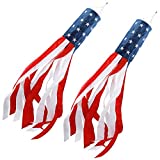 HOOSUN 40 Inch American Flag Windsock outdoor Embroidered Stars Stripes USA flags Patriotic Decorations Fade Resistant USA decorations(2 PACK)-Windsock Outdoor Hanging