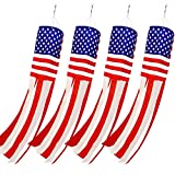 PINCHUANG 4Pcs American US Flag Windsock Stars and Stripes for Flag Day and 4th of July Decorations Outdoor