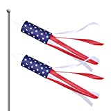 USA 4th of July Decorations Outdoor - 2 Pack American USA Flag Windsocks Stars & Stripes Patriotic Decorations for Hanging Yard and Garden, Water-Proof Fade Resistant Wind Sock (40 Inch)