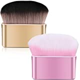 2 Pcs Body Makeup Brush Powder Cream Blush Face Kabuki Brush Beauty Bronzer Highlighter Tanning Brush for Blending Shimmer Liquid Foundation Concealer, Rose Gold, Champagne Gold