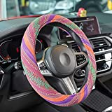 Steering Wheel Cover Women ,15inch Baja Steering Wheel Cover for Women and Men,Cute Unverisal Cloth Baja Blanket Enthic with Pretty Driving Feel, Boho-O&P&G