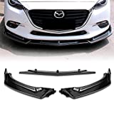 Stay Tuned Performance PU/681/PCF Carbon Fiber Print Front Bumper Body Kit Lip 3PCS Compaitble with 2014-2018 Mazda3 Axela