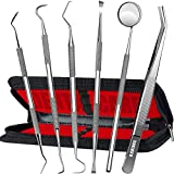 Dental Tools, Plaque Remover for Teeth, Professional Dental Hygiene Cleaning Kit, Stainless Steel Tooth Scraper Plaque Tartar Remover Cleaner, Dental Pick Scaler Oral Care Tools Set - with Case