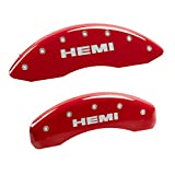 MGP Caliper Covers 55001SHEMRD 'Hemi' Engraved Caliper Cover with Red Powder Coat Finish and Silver Characters, (Set of 4)