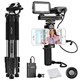 Movo Smartphone Vlog Kit with Wireless Lavalier Microphone for iPhone, Android, DSLR and Light Tripod - LED Camera Light - Cell Phone Holder with Cold Shoe Mount - Camera, iPhone Accessories for Video