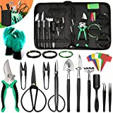 Bonsai Tools Kit- 24 PCS Bonsai Tree Kit Tools for Beginners, Bonsai Tool Set Bonsai Starter Trimming Care Kit Include Pruning Shears, Scissors, PU Leather Bag, Bonsai Pruning Kit for Women & Men