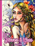 Flowers & Gems: Greyscale Adult Coloring Book, spiral bound coloring book,single sided coloring book, women coloring book for adults