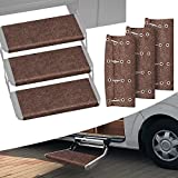 RISTOW RV Step Covers 3 Pack 22 Inch RV Step Rug with Install Hooks Fit 8-11" Camper Step Cover RV Stair Covers Ideal for Wide Radius Steps - Brown