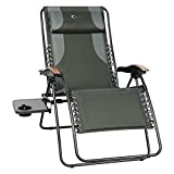 PORTAL Zero Gravity Chairs Oversized, Folding Reclining Patio Chairs, Full Padded Zero Gravity Recliner with Side Table, Outdoor Foldable Lounge Chair with Adjustable Headrest, Support 350 LBS