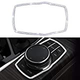 LECART for BMW Bling Car Interior Accessories Multimedia Button Frame Cover Metal Auto Decoration Trims Crystal Decal Stickers Compatible for BMW 525i 528i 530i 540i 6GT 7 Series X3 X4 M5