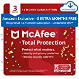 McAfee Total Protection 2022 Amazon Exclusive| 3 Device | Antivirus Internet Security Software | VPN, Password Manager, Dark Web Monitoring | 1 Year Subscription PLUS 3 MONTHS FREE| Download Code