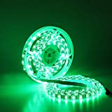 YUNBO LED Strip Light Green 520-525nm, 16.4ft/5m 300 Units Cuttable SMD 5050 Black PCB Board 12V Waterproof Flexible LED Tape Light for Boat, Car, Bar, Party, Holiday Decoration Lighting