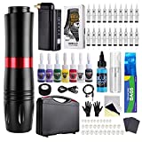 HAWINK Tattoo Pen Kit Rotary Gun Machine with Wireless Tattoo Power Supply 20Pcs Cartridge 7 inks 154KITP199-1