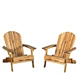 Christopher Knight Home Hanlee Folding Wood Adirondack Chairs, 2-Pcs Set, Natural Stained