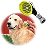 Wondurdog Outdoor Garden Hose Nozzle for Dog Washing with Splash Shield Handle and Rubber Grooming Teeth. Metal Connector and Water Pressure Control. Wash Your Pet. Dont Get Wet!