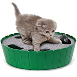 Pawaboo Cat Toy with Running Mouse, Electric Interactive Motion Cat Toy Automatic Rotating Teaser Pop and Play Hide and Seek Hunt Peekaboo Cat Toy for Pet Cat Kitten Play Fun Excercise, Green