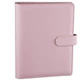 Antner A5 PU Leather Binder 6-Ring Notebook Binder Cover for A5 Filler Paper, Refillable A5 Personal Planner Budget Binder with Magnetic Buckle Closure, Pink