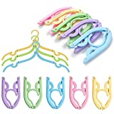 Hslife 20 Pcs Portable Colored Folding Clothes Hangers, Portable Folding Travel Hangers, Clothes Drying Rack for Travel(5 Colors)