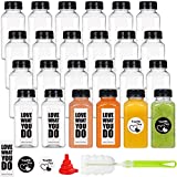 24 Pack 8oz Empty PET Plastic Juice Bottles with Leak-Proof Caps Lids, Reusable Clear Water Bottle Food Grade Bulk Beverage Containers for Juicing Smoothie Milk and Other Homemade Beverages