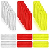 Zonon Warning Reflective Stickers Safety Reflective Stickers Night Visibility Adhesive Stickers Waterproof Reflective Tape Stickers for Vehicle Motorcycle Bicycle, 1.18 x 3.25 Inch (24 Pieces)