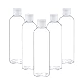 Trendbox 8oz/250ml Clear Bottles with Flip Cap Lid BPA-Free Travel Containers For Shampoos,Lotions and Massage Oils - 5 Pack