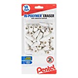 Pentel Hi-Polymer Cap Erasers (Writing Instrument) White 50-Pk (ZEH02BP50)