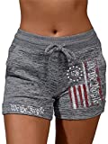 MORCHOY Womens American Flag Shorts, 1776 We The People Merica Patriotic Running Workout Short for Women (Merica, L)