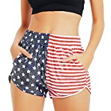USA Flag Metallic Shorts for Women 4ht July Sparkly Hot Pants Patriotic Clothes