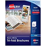 AVERY Tri-Fold Printable Brochure Paper, Inkjet Printers, 100 Brochures and Mailing Seals, 8.5 x 11 (8324), White