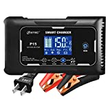 lifepo4 charger 15-Amp Fully-Automatic Smart Charger,12V and 24V Battery Charger,12V/15A 24V/10A Lead-Acid(AGM/Gel/SLA)/Lithium lron LiFePO4 Trickle Charger,Pulse Repair Car Battery Charger,Deep cycle