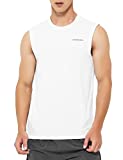 DEMOZU Men's Sleeveless Workout Shirt Swim Beach Pool Tank Top Big and Tall Quick Dry Swimming Athletic Gym Muscle Tank, White, 3XL