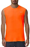 Cakulo Men's Workout Swim Sleeveless Shirts Quick Dry Beach Pool Tech Running Athletic Exercise Muscle Bodybuilding Basketball Summer Joggers Tank Top Big and Tall Neon Orange XL