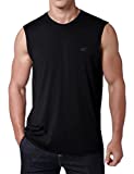 EZRUN Men's Workout Sleeveless Shirts Quick Dry Muscle Swim Shirt Gym Fitness Running Beach Tank Tops(Black,L)