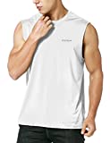 EZRUN Men's Sleeveless Shirt Quick Dry Workout Swim Shirt Gym Muscle Athletic Beach Tank Top(White,L)