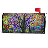 Wamika Rainbow Tree of Life Mailbox Cover Colorful Forest Tree Mailbox Covers Magnetic Mailbox Wraps Post Letter Box Cover Standard Size 18" X 21"