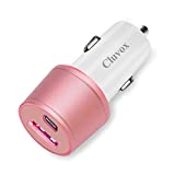 Dual USB Car Charger Adapter, Cluvox 20W Fast Charge Compatible for iPhone 13/12/11/Pro/MAX/XS/XR/8/SE 2020/iPad 8th/Pro/Air 4/Mini, Google Pixel 5/4a/4/3a XL, Samsung Cigarette USB Charger - Pink