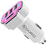 Aduro 4 Port Car Charger USB Adapter, 12V Fast Car Charger USB Adapter Power Station 5.2A/26W Output (Pink)