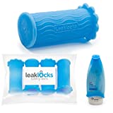 LeakLocks Toiletry Skins 4 pak Elastic Sleeve for Leak Proofing Travel Container in Luggage. For Standard and Travel Sized Toiletries. Reusable Accessory for Travel Bag Suitcase and Carry-on Luggage