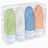 Leak Proof Travel Bottles - Travel Containers for Travel Size Toiletries with TSA Quart Bag (4 Piece Travel Bottle Set, White/Blue/Green/Orange - 3 oz)