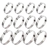 ISPINNER 12pcs 304 Stainless Steel Adjustable 27-102mm Range Worm Gear Hose Clamps Assortment Kit 2 Inch, 3 Inch, 4 Inch (Silver)