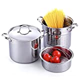 Cooks Standard - 2568 Cooks Standard Classic 4-Piece 12 Quart Pasta Pot Cooker Steamer Multipots, Stainless Steel