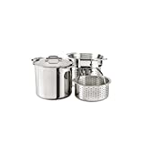 All-Clad E9078064 Stainless Steel Multicooker with Perforated Steel Insert and Steamer Basket, 8-Quart, Silver