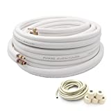 50 Ft Air Conditioning Copper Tubing Pipe Extension, 1/4" 1/2" 3/8" PE Thickened for Mini Split AC and Heating Equipment Insulated Coil Line HVAC Refrigerant with Nuts (1/4" & 3/8"* 3/8" PE WITH NUTS)