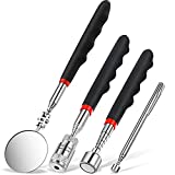4 Pieces Telescoping Magnet Tool Inspection Mirror Set with 2 lb 20 lb Magnetic Pickup Tool 8 lb LED Light Telescoping Magnet Stick Gadget 360 Swivel Inspection Mirror for Men Birthday Father's Day